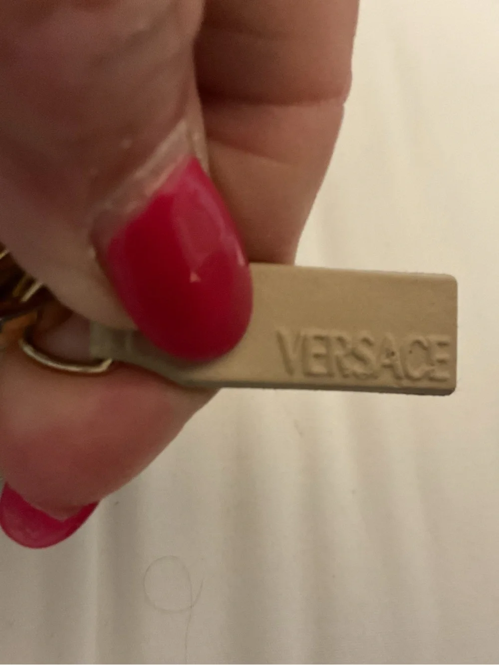 Versace Beige Canvas Messenger Bag with Leather Trim